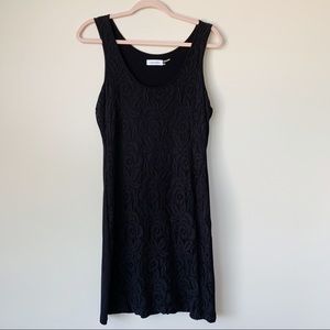 Calvin Klein Black Sheath Dress Lace Jersey Sz 10